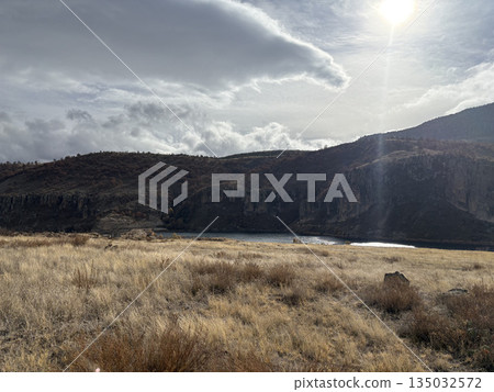 Rocky landscape thistles. High quality photo Rocky landscape thistles. High quality photo 135032572