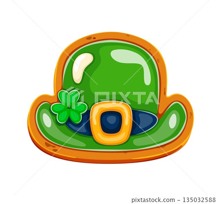 St Patrick Day sweet dessert of leprechaun hat biscuit or cookie with shamrock clover, cartoon vector. Happy Saint Patrick Day or Irish holiday cookie for Ireland pastry biscuit and bakery sweets St Patrick Day sweet dessert of leprechaun hat biscuit or cookie with shamrock clover, cartoon vector. Happy Saint Patrick Day or Irish holiday cookie for Ireland pastry biscuit and bakery sweets 135032588