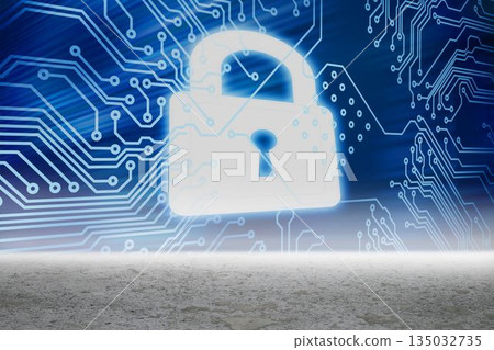 Security graphic in desert setting 135032735