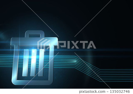 Bin symbol on technical background Bin symbol on technical background 135032746