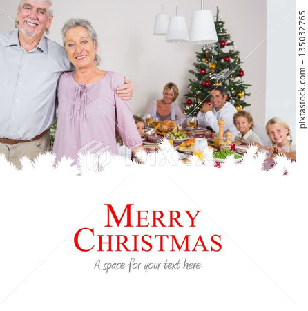a happy family Christmas card a happy family Christmas card 135032765