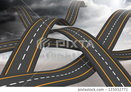 Bumpy roads crossing backdrop 135032771