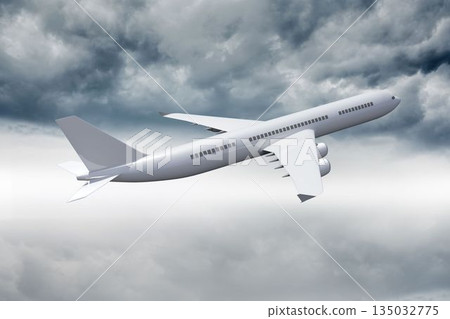 3D plane flying in the sky 135032775