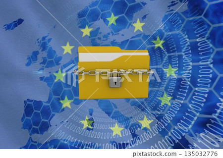 European union flag with safety concept European union flag with safety concept 135032776