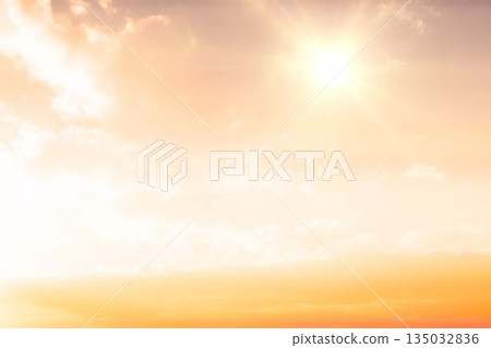 Scenic view of clouds and sun in sky Scenic view of clouds and sun in sky 135032836