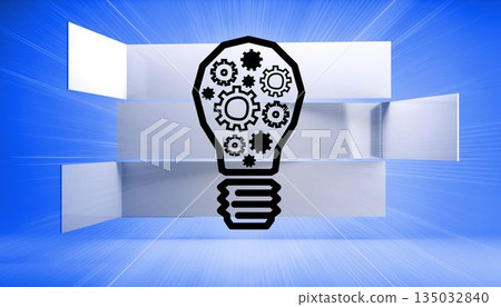 Light bulb with cogwheels on futuristic blue background Light bulb with cogwheels on futuristic blue background 135032840