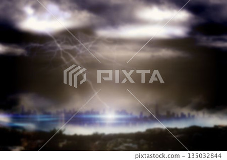 Cityscape against cloudy sky during thunderstorm Cityscape against cloudy sky during thunderstorm 135032844