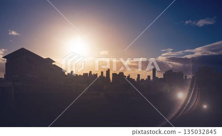 Picture of city by sunrise 135032845