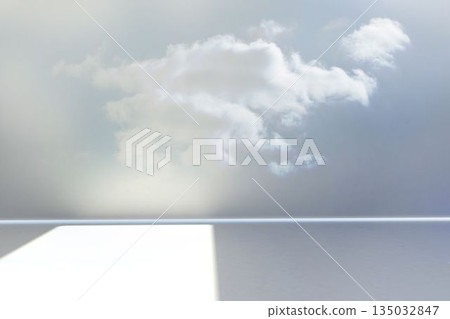 White cloud is being projected in flat design across grey wall with light patch on floor 135032847