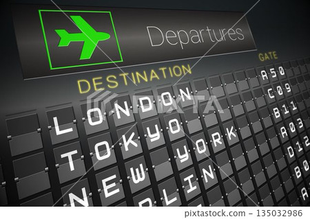 Black departures board for major cities Black departures board for major cities 135032986