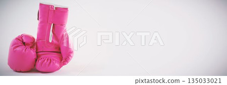 Pink gloves on white background Pink gloves on white background 135033021