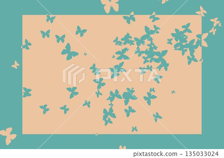 Stencil butterfly pattern design in beige and blue 135033024