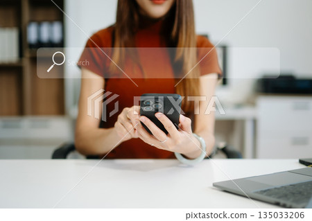 Searching Browsing Internet Data Information Networking Concept with blank search bar. Searching Browsing Internet Data Information Networking Concept with blank search bar. 135033206