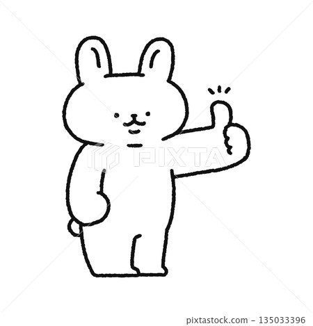 可愛的兔子做出好兆頭的線條畫 135033396