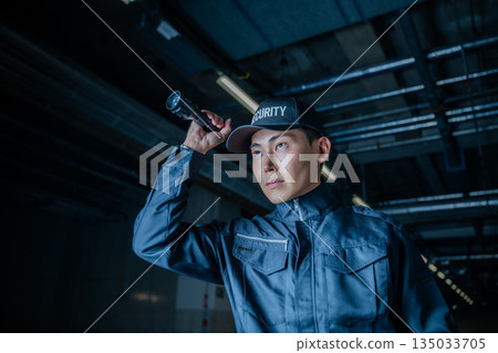 Security guard flashlight inspection Security guard flashlight inspection 135033705