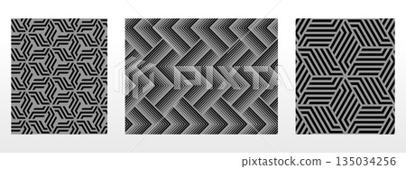 Geometric set of seamless black and gray patterns. Simple vector graphics Geometric set of seamless black and gray patterns. Simple vector graphics 135034256