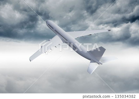 3D plane flying in the sky 3D plane flying in the sky 135034382