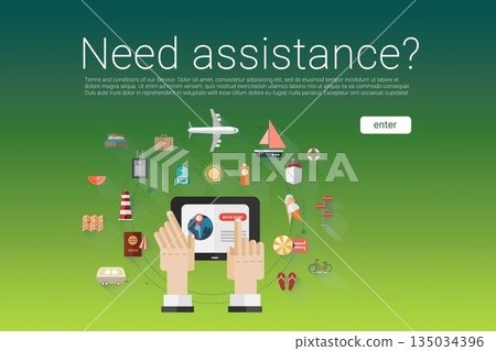 Need assistance text with icons Need assistance text with icons 135034396