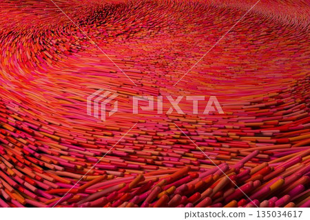 View of red optical fiber View of red optical fiber 135034617