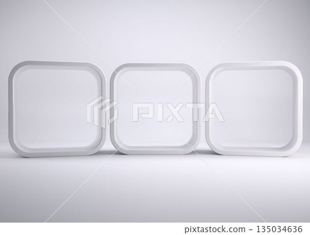 Flat design featuring three white blank rounded square panels with gradient backdrop Flat design featuring three white blank rounded square panels with gradient backdrop 135034636