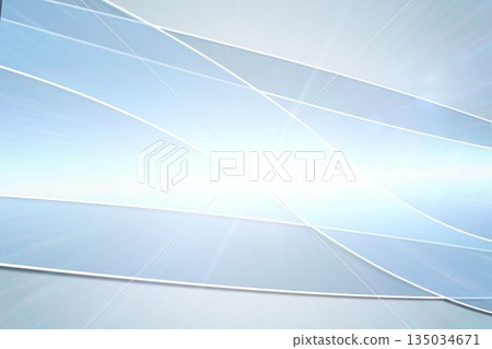 Abstract vector design is featuring central light burst and curved white lines over blue gradient 135034671