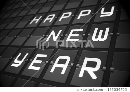 New year message on black roller board New year message on black roller board 135034723