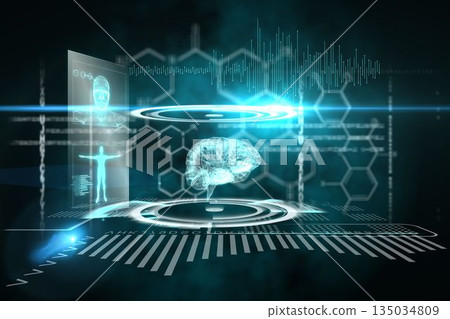 Medical interface in black and blue 135034809