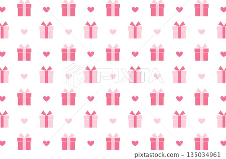 Gift box and heart pattern background Gift box and heart pattern background 135034961