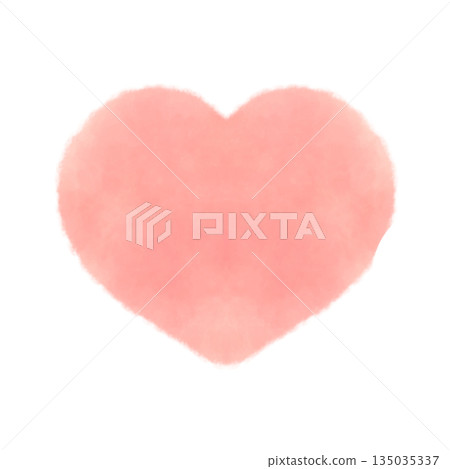 可愛的紅心標記水彩風格插畫素材 135035337
