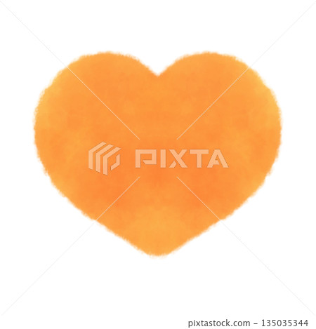 可愛的橘色心形標記水彩風格插畫素材 可愛的橘色心形標記水彩風格插畫素材 135035344