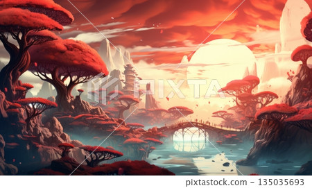 Fantastical surreal painting background 135035693