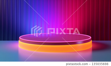 Vibrant 3d podium with vivid colors 135035698