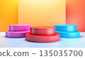 Vibrantly colored 3d podiums 135035700