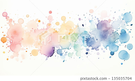 Whimsical watercolor splatters in various pastel shades 135035704