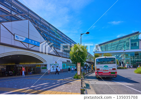 View of the north exit of Kyodo Station on the Odakyu Line in Setagaya Ward, Tokyo from the rotary 135035708