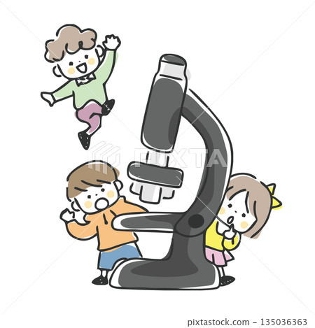 一幅兒童與顯微鏡的插圖 135036363