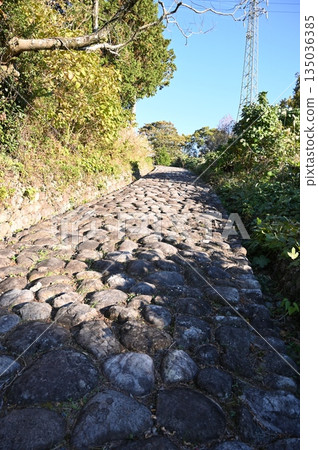 Stone-paved road along the Kikugawa slope of the old Tokaido road, Shimada City Stone-paved road along the Kikugawa slope of the old Tokaido road, Shimada City 135036385