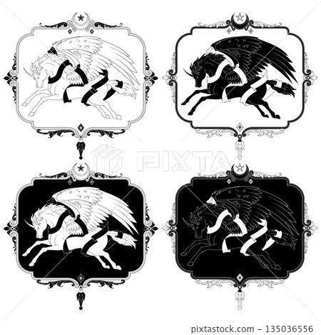 Winged Pegasus with a Ribbon and Victorian Decor Winged Pegasus with a Ribbon and Victorian Decor 135036556