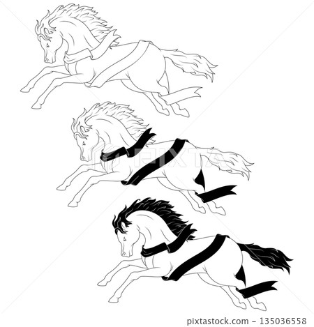 Wild horse riding with ribbon 135036558