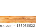 A front view image of a wooden table or desk top, with a white background. 135036622