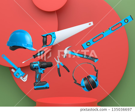 Abstract scene or podium for product showcase on monochrome background. 135036697