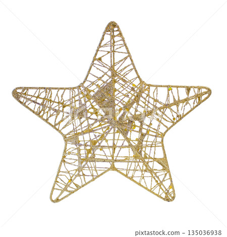 Christmas golden star web texture, suitable as decoration, Christmas tree ornament. 135036938