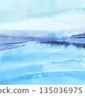 Abstract Blue Watercolor Horizon Background 135036975