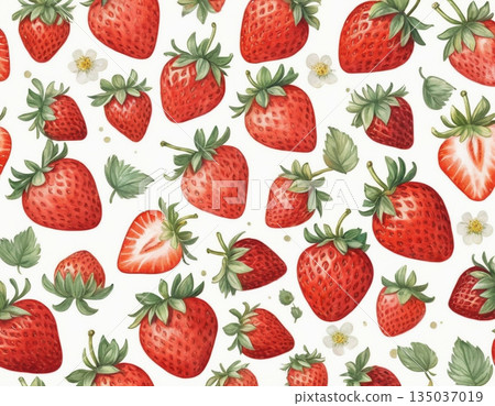 Strawberry watercolor painting 135037019