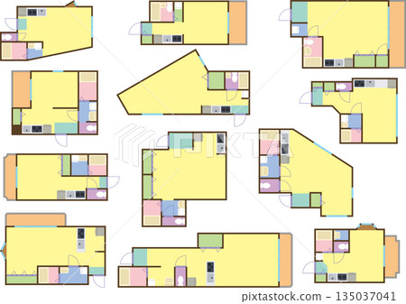 一組不同風格的單間平面圖 一組不同風格的單間平面圖 135037041