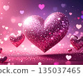 Sparkling Pink 3D Heart with Glitter and Bokeh Background 135037465