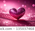 Sparkling Pink 3D Heart with Glitter and Bokeh Background 135037468