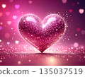 Sparkling Pink 3D Heart with Glitter and Bokeh Background 135037519