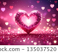 Sparkling Pink 3D Heart with Glitter and Bokeh Background 135037520