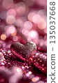Sparkling Red Heart on Pink Glitter Bokeh Background 135037668